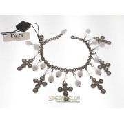 D&G bracciale Romantic acciaio brunito con pendenti croci e sfere DJ0253